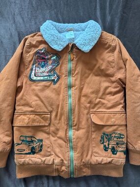 Disney Brown Puffer Jacket with Cream Sherpa Collar